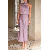 imagePRETTYGARDEN Womens 2025 Summer Satin Dress Elegant Sleeveless Mock Neck Cocktail Party Maxi DressesDusty Pink