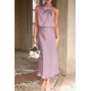 imagePRETTYGARDEN Womens 2025 Summer Satin Dress Elegant Sleeveless Mock Neck Cocktail Party Maxi DressesDusty Pink