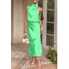 imagePRETTYGARDEN Womens 2025 Summer Satin Dress Elegant Sleeveless Mock Neck Cocktail Party Maxi DressesGrass Green