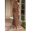imagePRETTYGARDEN Womens 2025 Summer Satin Dress Elegant Sleeveless Mock Neck Cocktail Party Maxi DressesKhaki