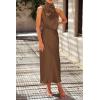 imagePRETTYGARDEN Womens 2025 Summer Satin Dress Elegant Sleeveless Mock Neck Cocktail Party Maxi DressesKhaki