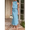 imagePRETTYGARDEN Womens 2025 Summer Satin Dress Elegant Sleeveless Mock Neck Cocktail Party Maxi DressesLight Blue