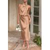 imagePRETTYGARDEN Womens 2025 Summer Satin Dress Elegant Sleeveless Mock Neck Cocktail Party Maxi DressesLight Khaki