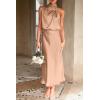 imagePRETTYGARDEN Womens 2025 Summer Satin Dress Elegant Sleeveless Mock Neck Cocktail Party Maxi DressesLight Khaki