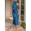 imagePRETTYGARDEN Womens 2025 Summer Satin Dress Elegant Sleeveless Mock Neck Cocktail Party Maxi DressesNavy