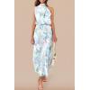 imagePRETTYGARDEN Womens 2025 Summer Satin Dress Elegant Sleeveless Mock Neck Cocktail Party Maxi DressesPrint Blue