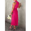 imagePRETTYGARDEN Womens 2025 Summer Satin Dress Elegant Sleeveless Mock Neck Cocktail Party Maxi DressesRose Red