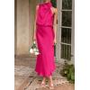 imagePRETTYGARDEN Womens 2025 Summer Satin Dress Elegant Sleeveless Mock Neck Cocktail Party Maxi DressesRose Red