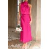 imagePRETTYGARDEN Womens 2025 Summer Satin Dress Elegant Sleeveless Mock Neck Cocktail Party Maxi DressesRose Red