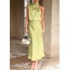 imagePRETTYGARDEN Womens 2025 Summer Satin Dress Elegant Sleeveless Mock Neck Cocktail Party Maxi DressesTender Green