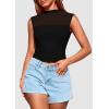 imagePRETTYGARDEN Womens Summer Sheer Mesh Tank Tops 2025 Trendy Casual Sleeveless Mock Neck Ruched Slim Fitted Going Out ShirtsBlack