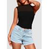 imagePRETTYGARDEN Womens Summer Sheer Mesh Tank Tops 2025 Trendy Casual Sleeveless Mock Neck Ruched Slim Fitted Going Out ShirtsBlack