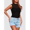 imagePRETTYGARDEN Womens Summer Sheer Mesh Tank Tops 2025 Trendy Casual Sleeveless Mock Neck Ruched Slim Fitted Going Out ShirtsBlack