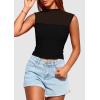 imagePRETTYGARDEN Womens Summer Sheer Mesh Tank Tops 2025 Trendy Casual Sleeveless Mock Neck Ruched Slim Fitted Going Out ShirtsBlack