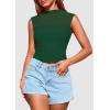 imagePRETTYGARDEN Womens Summer Sheer Mesh Tank Tops 2025 Trendy Casual Sleeveless Mock Neck Ruched Slim Fitted Going Out ShirtsDark Green