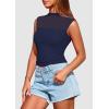 imagePRETTYGARDEN Womens Summer Sheer Mesh Tank Tops 2025 Trendy Casual Sleeveless Mock Neck Ruched Slim Fitted Going Out ShirtsNavy