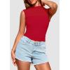 imagePRETTYGARDEN Womens Summer Sheer Mesh Tank Tops 2025 Trendy Casual Sleeveless Mock Neck Ruched Slim Fitted Going Out ShirtsRed