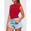 imagePRETTYGARDEN Womens Summer Sheer Mesh Tank Tops 2025 Trendy Casual Sleeveless Mock Neck Ruched Slim Fitted Going Out ShirtsRed
