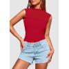 imagePRETTYGARDEN Womens Summer Sheer Mesh Tank Tops 2025 Trendy Casual Sleeveless Mock Neck Ruched Slim Fitted Going Out ShirtsRed