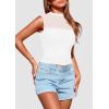 imagePRETTYGARDEN Womens Summer Sheer Mesh Tank Tops 2025 Trendy Casual Sleeveless Mock Neck Ruched Slim Fitted Going Out ShirtsWhite