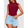 imagePRETTYGARDEN Womens Summer Sheer Mesh Tank Tops 2025 Trendy Casual Sleeveless Mock Neck Ruched Slim Fitted Going Out ShirtsWine Red