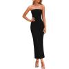 imagePRETTYGARDEN Womens 2025 Spring Maxi Dress Textured Bodycon Tube Off Shoulder Strapless Back Slit Long Party DressesBlack