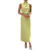 imagePRETTYGARDEN Womens 2025 Summer Satin Dress Elegant Sleeveless Mock Neck Cocktail Party Maxi DressesTender Green