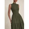 imagePRETTYGARDEN Summer Dresses for Women 2025 Casual Eyelet Tank Top Sundress Sleeveless Wedding Guest Maxi Dress with PocketsArmy Green