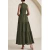 imagePRETTYGARDEN Summer Dresses for Women 2025 Casual Eyelet Tank Top Sundress Sleeveless Wedding Guest Maxi Dress with PocketsArmy Green