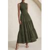 imagePRETTYGARDEN Summer Dresses for Women 2025 Casual Eyelet Tank Top Sundress Sleeveless Wedding Guest Maxi Dress with PocketsArmy Green