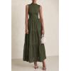 imagePRETTYGARDEN Summer Dresses for Women 2025 Casual Eyelet Tank Top Sundress Sleeveless Wedding Guest Maxi Dress with PocketsArmy Green