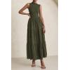 imagePRETTYGARDEN Summer Dresses for Women 2025 Casual Eyelet Tank Top Sundress Sleeveless Wedding Guest Maxi Dress with PocketsArmy Green