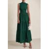 imagePRETTYGARDEN Summer Dresses for Women 2025 Casual Eyelet Tank Top Sundress Sleeveless Wedding Guest Maxi Dress with PocketsDark Green