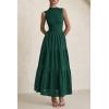 imagePRETTYGARDEN Summer Dresses for Women 2025 Casual Eyelet Tank Top Sundress Sleeveless Wedding Guest Maxi Dress with PocketsDark Green