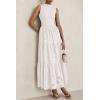 imagePRETTYGARDEN Summer Dresses for Women 2025 Casual Eyelet Tank Top Sundress Sleeveless Wedding Guest Maxi Dress with PocketsWhite