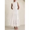 imagePRETTYGARDEN Summer Dresses for Women 2025 Casual Eyelet Tank Top Sundress Sleeveless Wedding Guest Maxi Dress with PocketsWhite