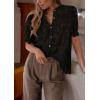 imagePRETTYGARDEN Womens 2025 Spring Lace Tops Short Puff Sleeve Casual Dressy Blouses Eyelet Crew Neck Button Down ShirtsBlack