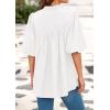 imagePRETTYGARDEN Womens 2025 Summer Short Lantern Sleeve Tops Loose Fit Button Down Shirt Casual Pleated V Neck BlousesWhite