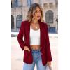 imagePRETTYGARDEN Womens Spring Fall Business Casual Blazers Long Sleeve Notch Lapel Trendy Work Office Blazer Jackets OuterwearWine Red