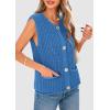 imagePRETTYGARDEN Womens Summer Sweaters Vest 2025 Sleeveless Button Down Cropped Pockets Chunky Knit Cardigan Trendy Tank TopsBlue