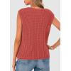 imagePRETTYGARDEN Womens Summer Sweaters Vest 2025 Sleeveless Button Down Cropped Pockets Chunky Knit Cardigan Trendy Tank TopsBrick Red