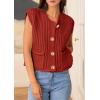 imagePRETTYGARDEN Womens Summer Sweaters Vest 2025 Sleeveless Button Down Cropped Pockets Chunky Knit Cardigan Trendy Tank TopsCaramel