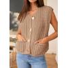 imagePRETTYGARDEN Womens Summer Sweaters Vest 2025 Sleeveless Button Down Cropped Pockets Chunky Knit Cardigan Trendy Tank TopsKhaki