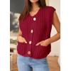 imagePRETTYGARDEN Womens Summer Sweaters Vest 2025 Sleeveless Button Down Cropped Pockets Chunky Knit Cardigan Trendy Tank TopsWine Red