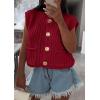 imagePRETTYGARDEN Womens Summer Sweaters Vest 2025 Sleeveless Button Down Cropped Pockets Chunky Knit Cardigan Trendy Tank TopsWine Red