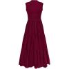 imagePRETTYGARDEN Summer Dresses for Women 2025 Casual Eyelet Tank Top Sundress Sleeveless Wedding Guest Maxi Dress with PocketsJujube Red