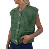 imagePRETTYGARDEN Womens Summer Sweaters Vest 2025 Sleeveless Button Down Cropped Pockets Chunky Knit Cardigan Trendy Tank TopsGreen