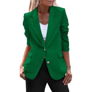 imagePRETTYGARDEN Womens Spring Fall Business Casual Blazers Long Sleeve Notch Lapel Trendy Work Office Blazer Jackets OuterwearGreen