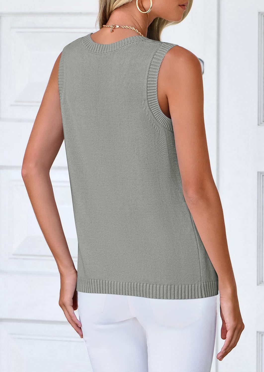 imagePRETTYGARDEN Sweater Vest Women 2025 Spring Summer Casual Lightweight Knit Sleeveless Button Down Tank Tops Trendy ClothesGrey
