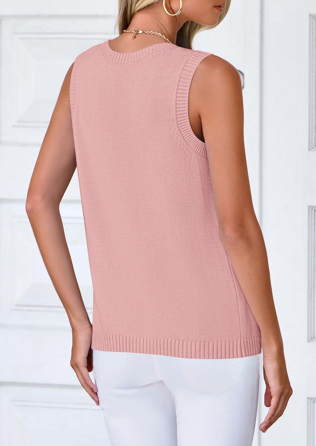 imagePRETTYGARDEN Sweater Vest Women 2025 Spring Summer Casual Lightweight Knit Sleeveless Button Down Tank Tops Trendy ClothesPink